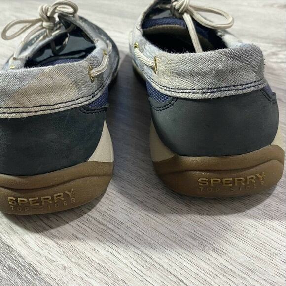 Navy blue Sperry Top-Sider loafers shoes 7M plaid Leather Upper - Picture 5 of 11